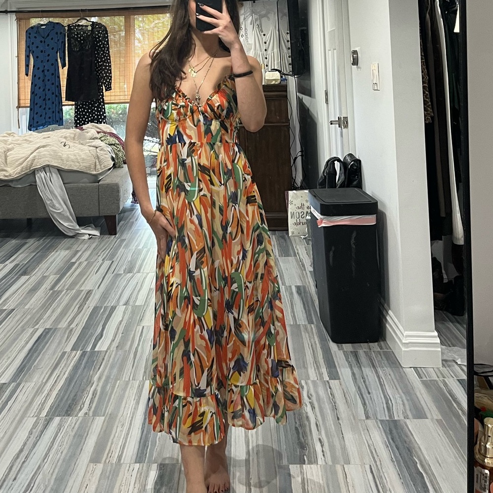 Hello Molly Multicolor Leaf Print Dress